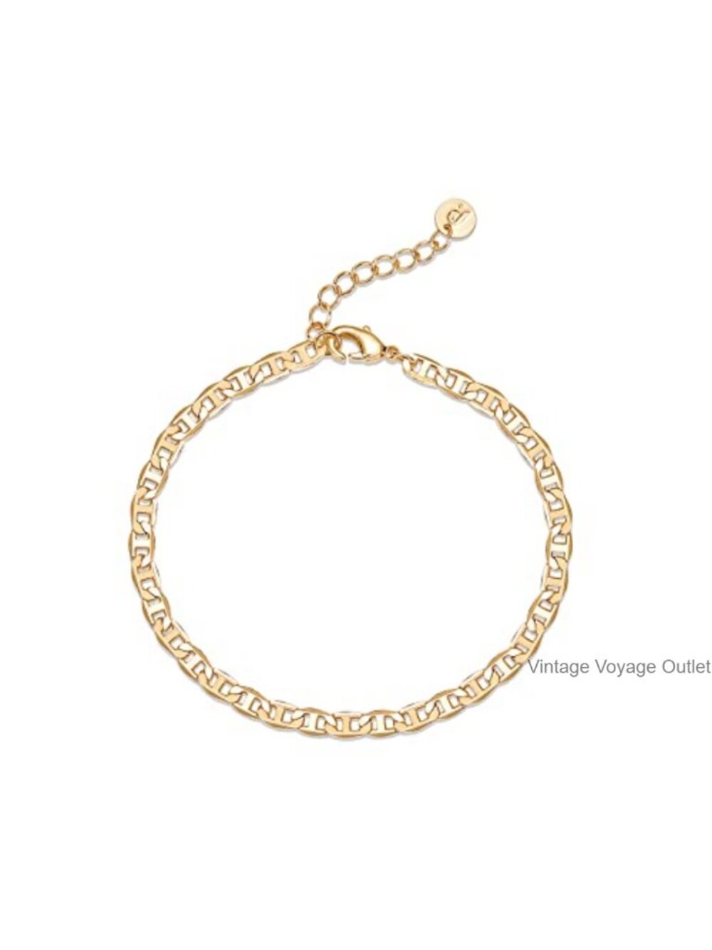 14K Yellow Gold Plated Cuban Chain Bracelet for Women Stackable Dainty